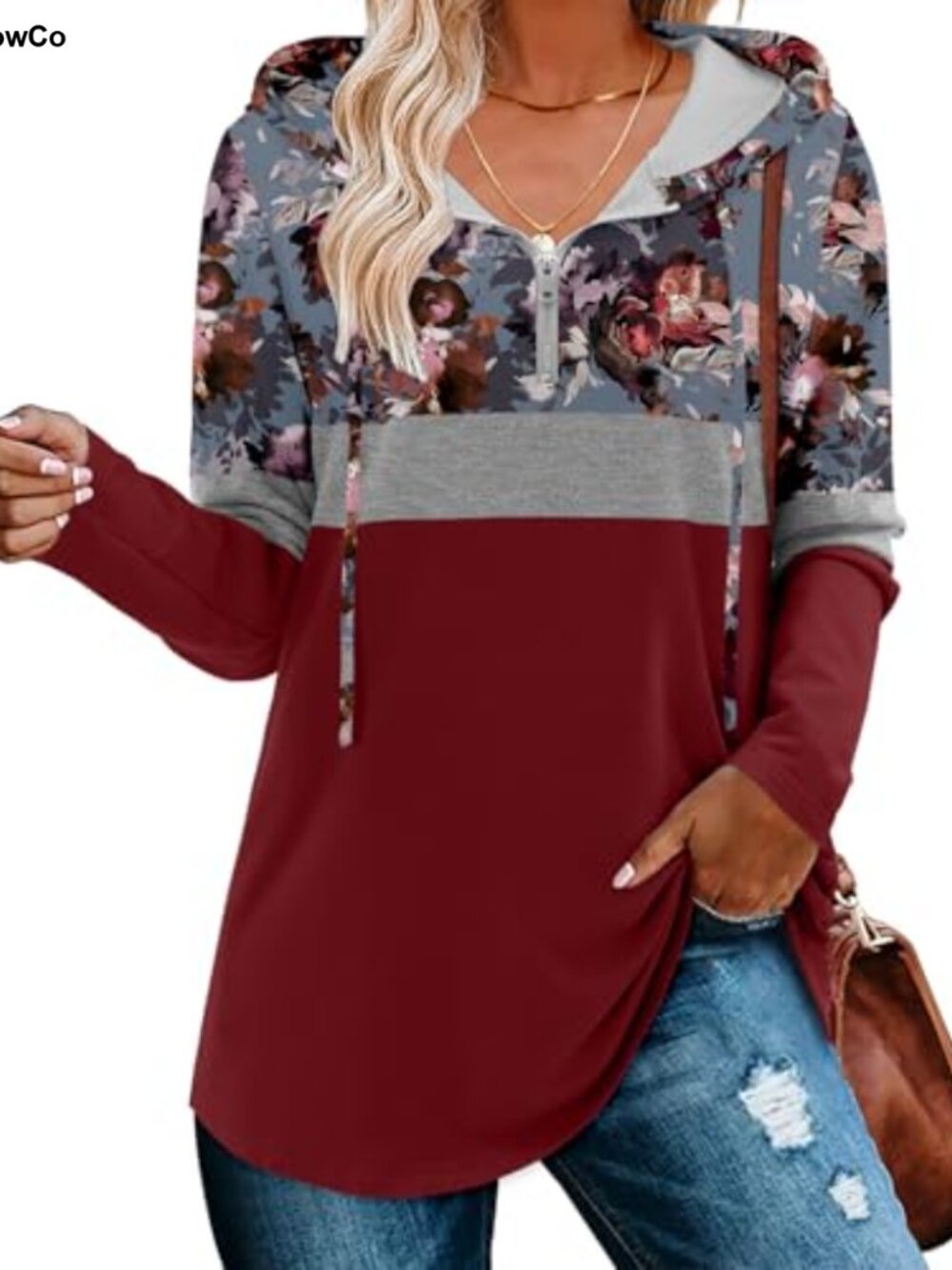 Quarter Zip Tunic Hoodie Pullover Long Sleeve Fleece Sweatshirt